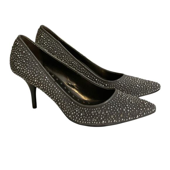 Libby Edelman Rhinestone Gray Heels Jewel 8.5 M Pointed Toe Spike Heel Classic - Picture 1 of 14
